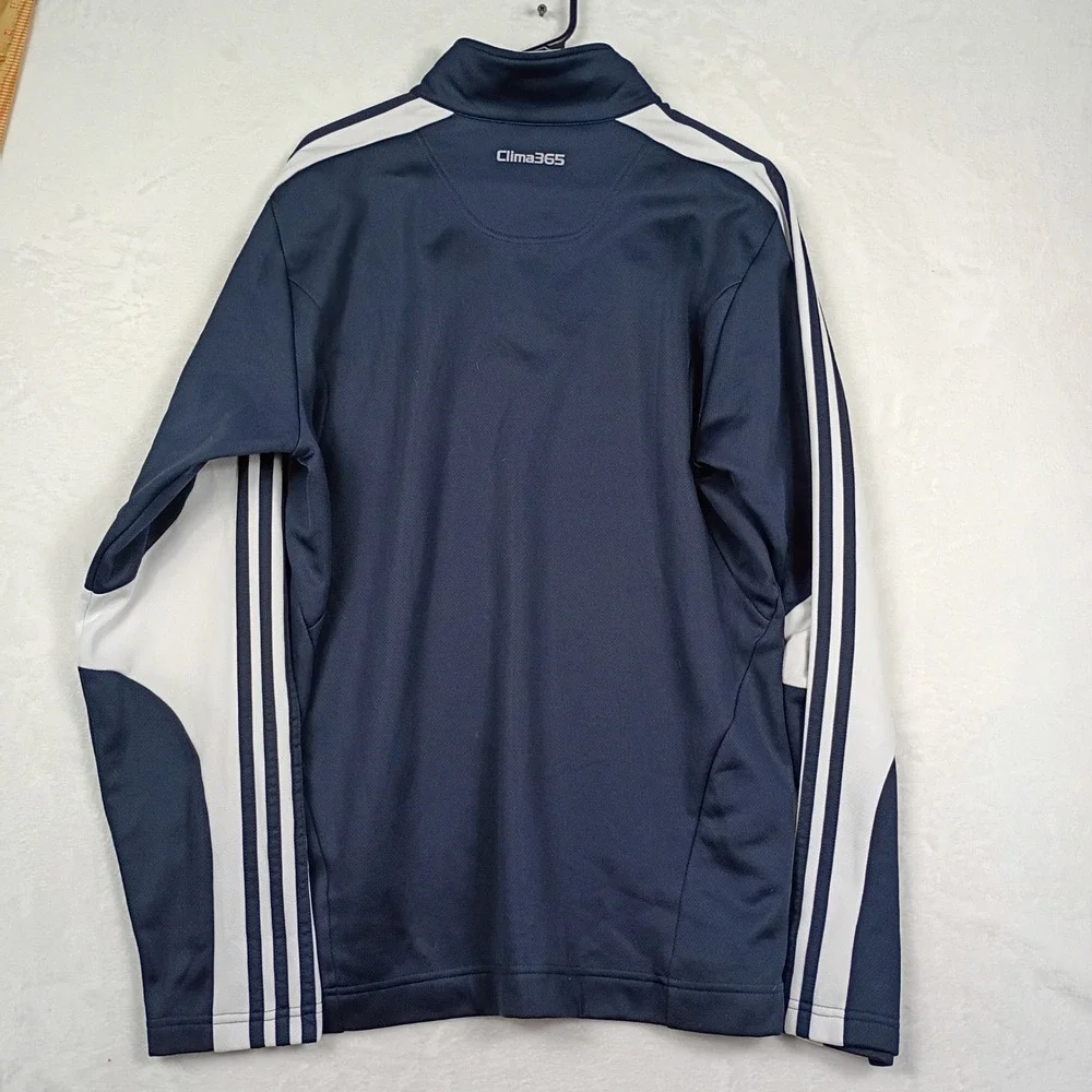 Adidas Clima365 Mens Large Navy Blue 1/4 Zip Pullover Track Jacket‎ 3-Stripe L